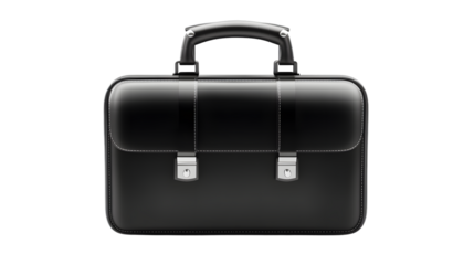 Professional Black Leather Briefcase on Transparent Background for Business Professionals