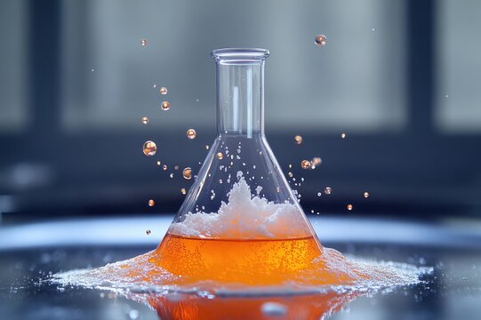Vinegar and baking soda reacting in glass