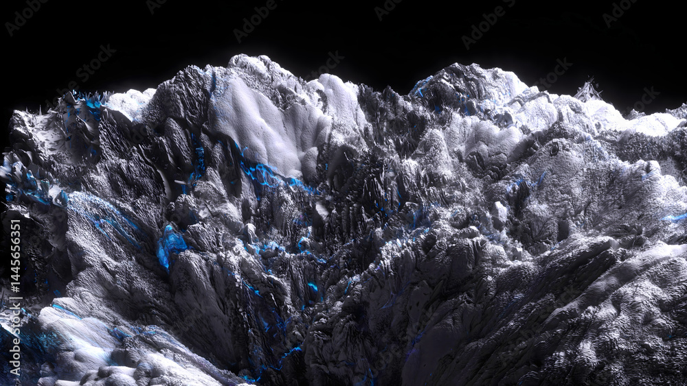 Poster 3d render of abstract art with surreal mineral geology stone object ocean coral reef or asteroid or 