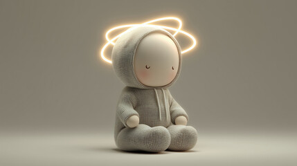 Gray ceramic figurine with soft light