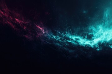 Fototapeta premium Ethereal Symphony A Captivating Dance of Turquoise and Crimson Light in the Abyss