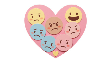 Isolated Heart with Emoji Faces