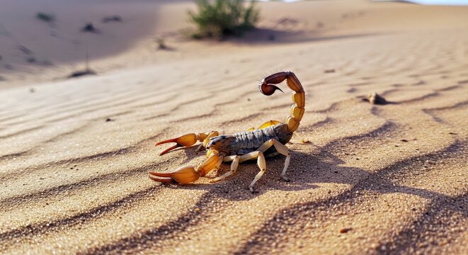 Xerocole Deathstalker Scorpion Camouflaged Sandy Desert Terrain Venomous Wildlife Leiurus quinquestriatus