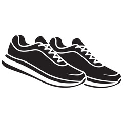 Silhouette of sport running shoes Vector Black silhouettes. with white background