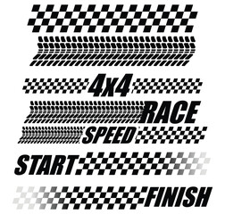Racing stripe vector set, racing flags, speed line, race element sport, automotive