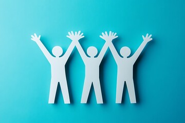 Team Success Paper Figures Celebrating Together