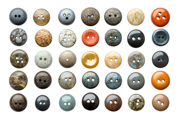 Unique handcrafted ceramic buttons diverse colors and textures artisan crafted detailed close up