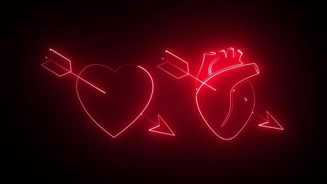 l heart versus heart with arrow in red a patent foramen ovale.Comparison of norma