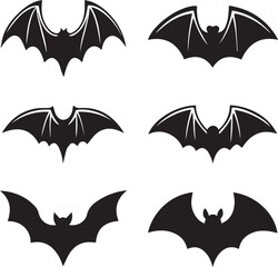 Naklejka premium halloween vector set, halloween bat silhouette vector set icon, halloween bat vector illustration
