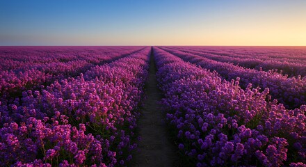 Obraz premium Lavender's Embrace at Dawn AI Generated