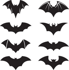 Naklejka premium halloween vector set, halloween bat silhouette vector set icon, halloween bat vector illustration