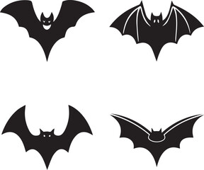 halloween vector set, halloween bat silhouette vector set icon, halloween bat vector illustration