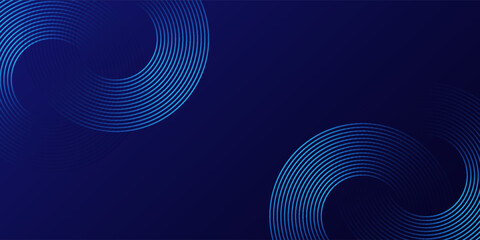 Abstract blue glowing geometric lines on dark blue background. Modern shiny blue circle lines pattern. Futuristic technology concept. Suit for cover, poster, banner, brochure, header, website