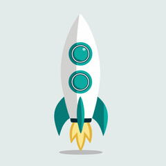 Cartoon rocket vector, simple spaceship illustration.