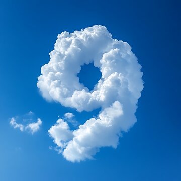 cloud in the shape of the 9 number nine 