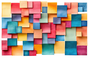 Vibrant watercolor squares abstract art colorful paper collage textured background artistic design