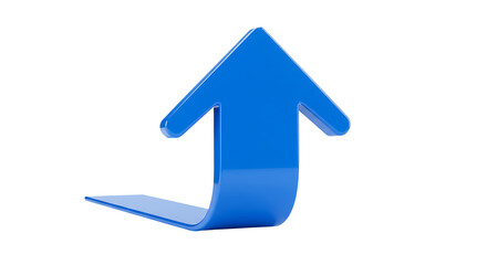 Blue arrow pointing up direction growth symbol on a black background concept isolated on transparent background