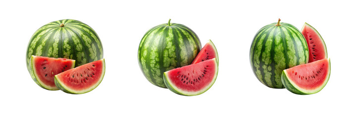 watermelon and watermelon slice set of against a Transparent background