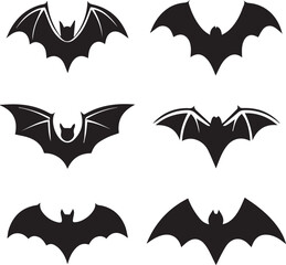 Fototapeta premium halloween vector set, halloween bat silhouette vector set icon, halloween bat vector illustration