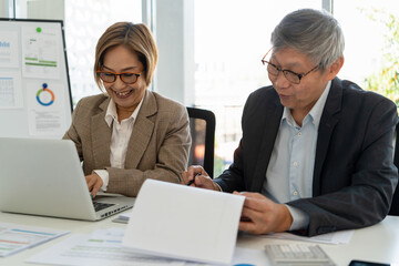 Senior businessmen analyzing data.