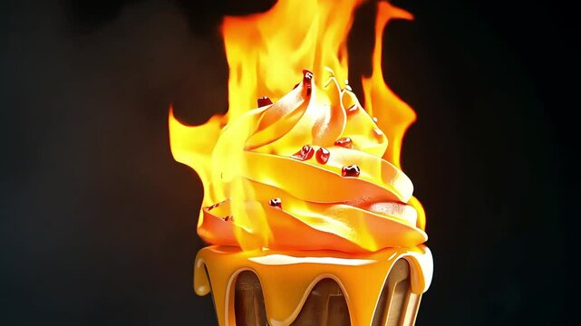 Burning Ice Cream,footage,4k,hd