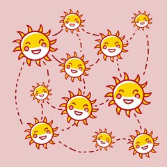 happy children in the sun. sun cartoon illustration 