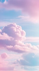 Dreamy Pink and Blue Sky with Fluffy Clouds Good for Phone Background Wallpaper