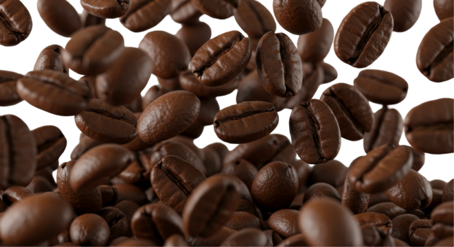 Cascading richness Coffee beans in midair