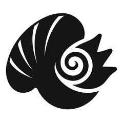 Minimalist Seashell Spiral Silhouette on Transparent Background