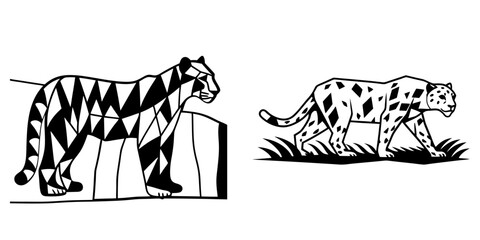 a white tiger with black stripes on a snow mound lit with colorful lights