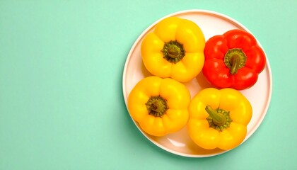Vibrant Yellow and Red Bell Peppers on a Plate Healthy Food Photography