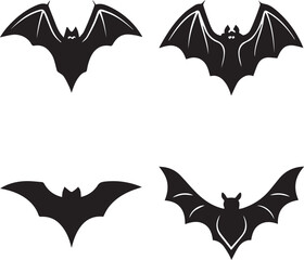 Fototapeta premium halloween vector set, halloween bat silhouette vector set icon, halloween bat vector illustration