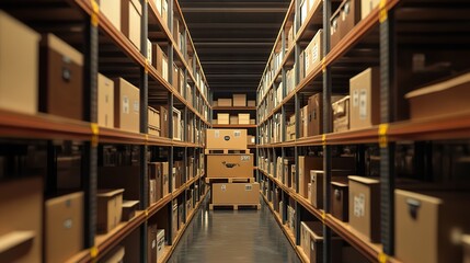 E-commerce Warehouse Delivery, organized storage shelves