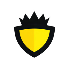 Yellow shield with black crown on top symbolizes protection and authority. design is simple and bold, conveying strength and security