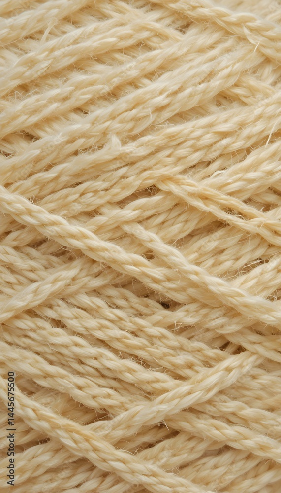 Poster Sewing Thread Macro, A Close Look At Textile Fibers. Texture And Subtle Color Variations Are Seen. Craft Supplies Detail. Twisted Strands Are Illuminated.