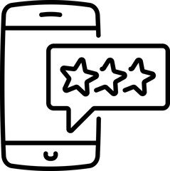 Smartphone with review stars icon - Editable Stroke SVG, fully scalable.