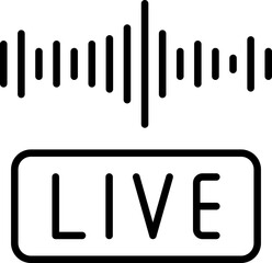 Live stream icon with sound waves symbolizing - Editable Stroke SVG, fully scalable.