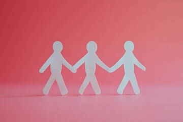 Teamwork Paper Cutout Figures Walking Together