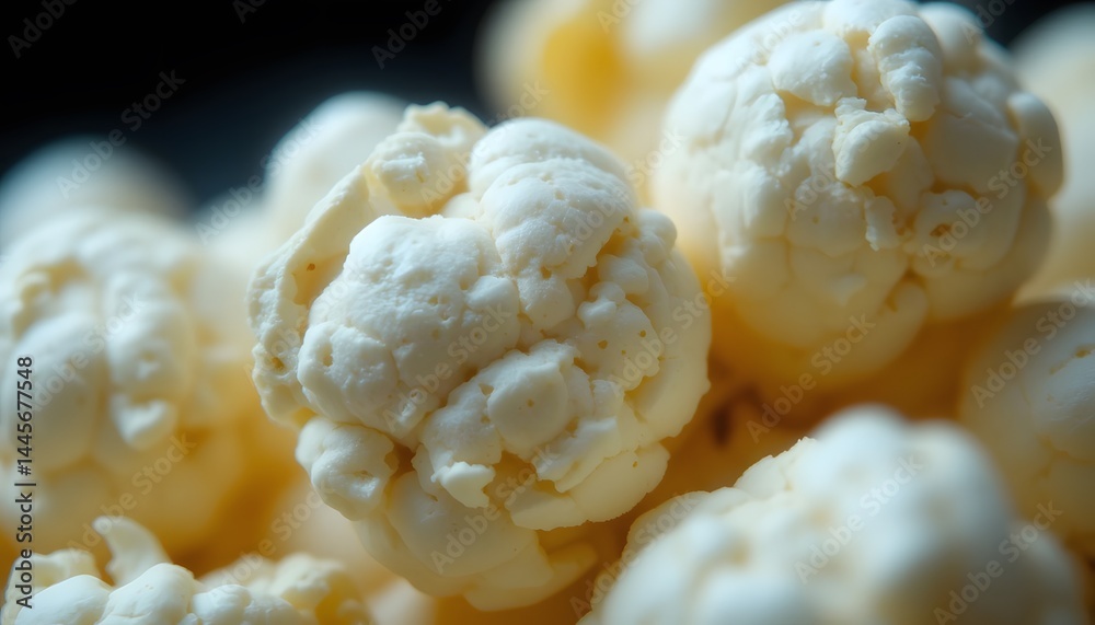 Poster golden kernel close up, showing texture. a single popcorn kernel. its surface rough, with an appetiz