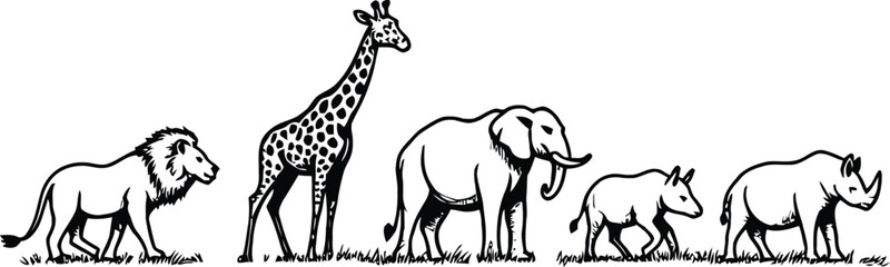 Naklejka premium animals on grass as wildlife adventure