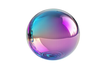 Iridescent glass sphere vibrant blue pink purple gradient glossy surface studio shot on white