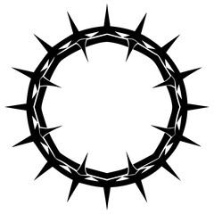 Detailed silhouette of a circular crown made of sharp thorns