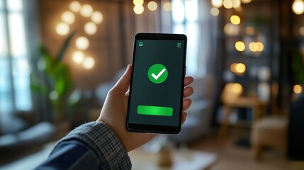 Instant Payment Confirmation Screen, green checkmark display