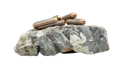 White Background Mineral Rock Ammunition Isolated