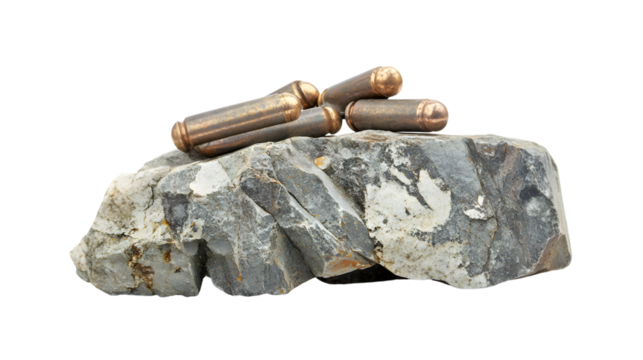 White Background Mineral Rock Ammunition Isolated