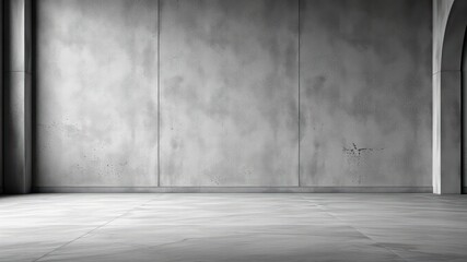 Empty Modern Room with Concrete Wall and Stone Floor