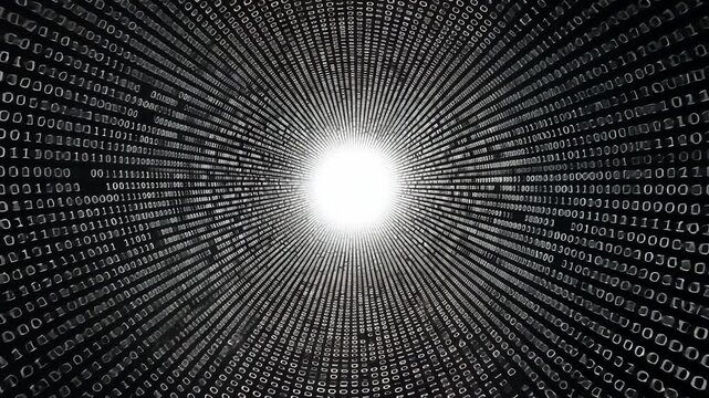 Binary Code Tunnel Abstract Digital Background for Technology Themes