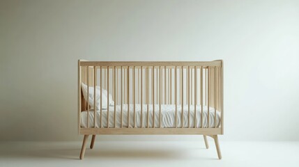Empty light wooden crib
