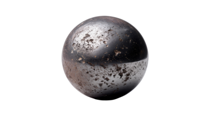 Sphere of Metallic Texture: Close-up shot of a weathered metal sphere. The image captures intricate details, showcasing its rough surface and subtle variations in tone. A study in texture and form.