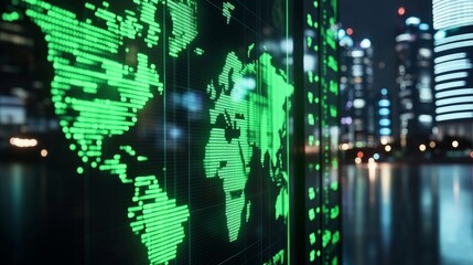 Fototapeta premium holographic world map in green
